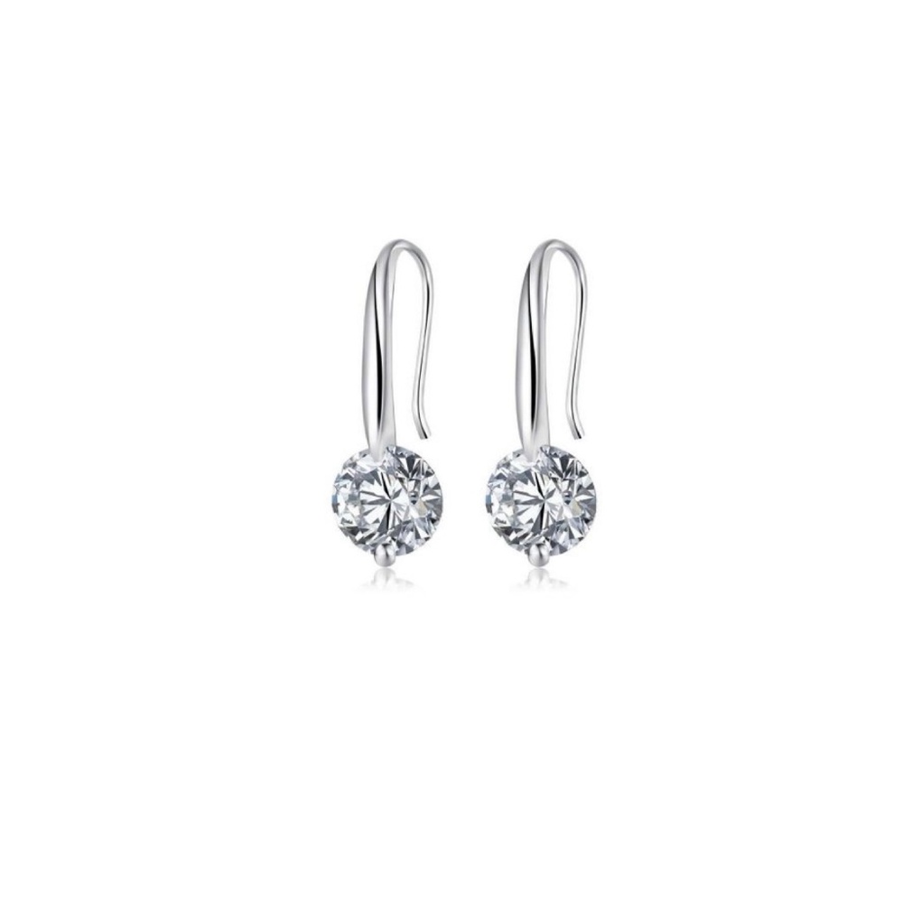 Crystal Dangle Earrings with 1.5 Carat Cubic Zirconia Stone